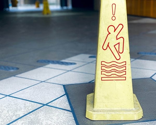 sign cone that there is danger of slip